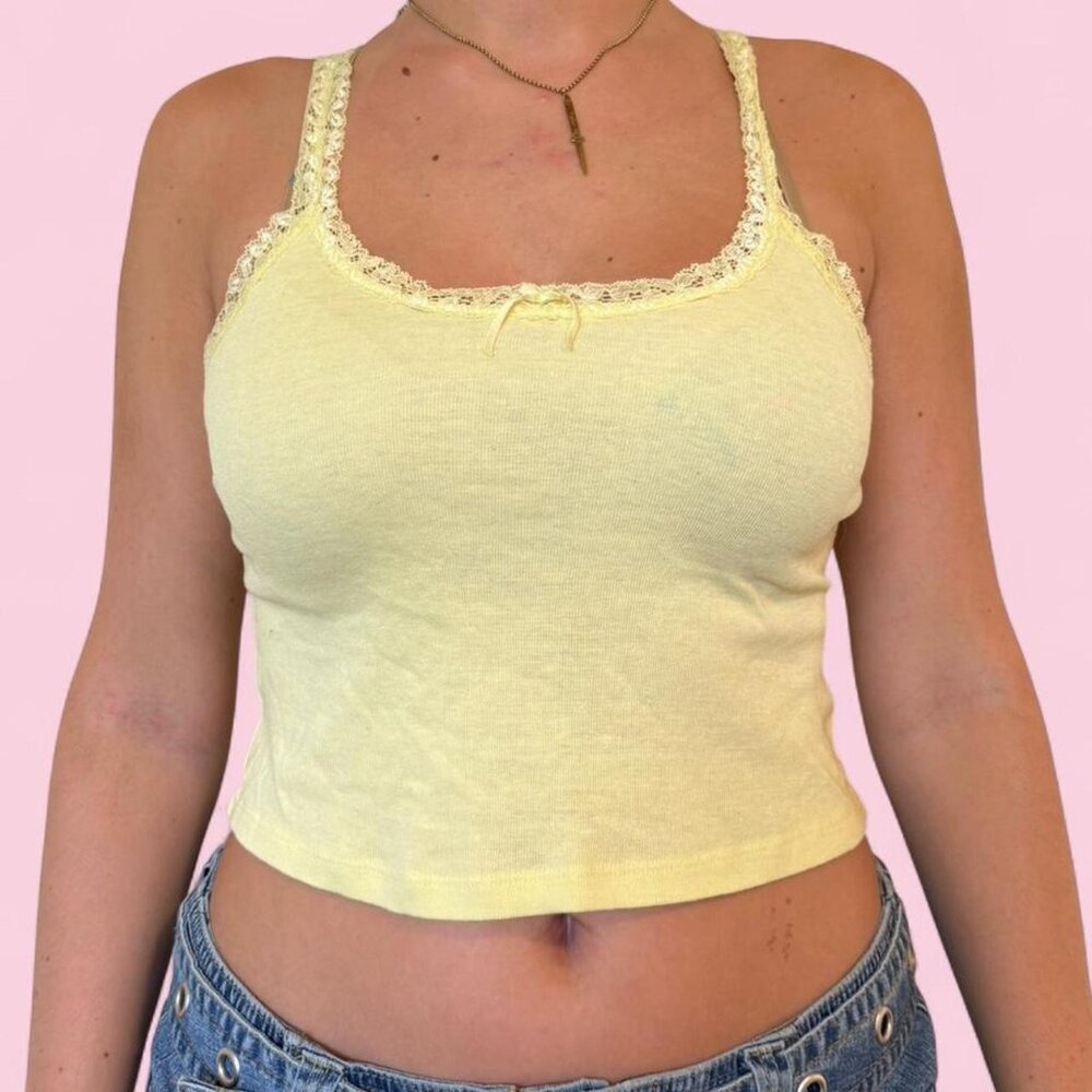 bp. yellow lace-trim cami tank top